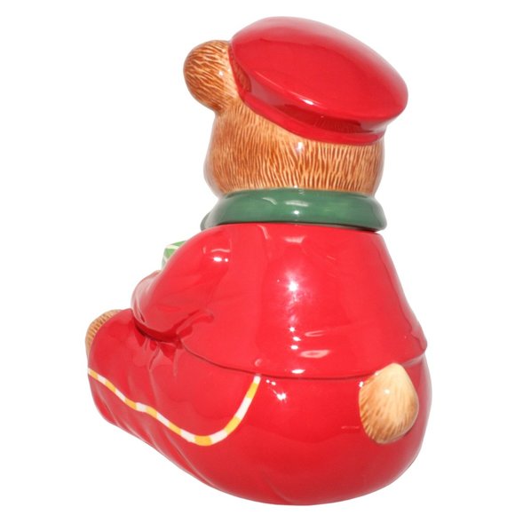 Harry & David 2010 Le Cubby Delivery Mailman Christmas Bear Cookie Jar Container - Picture 5 of 14